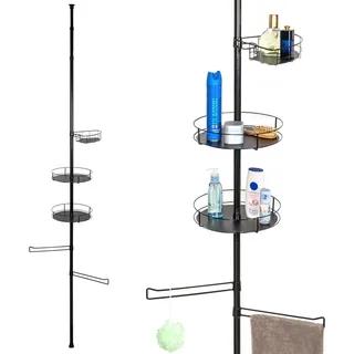 bremermann Teleskop-Badregal, schwarz , Schwarz , Metall , 31.5x290x31.5 cm , Badezimmer, Badezimmerregale, Badregale