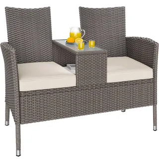 Polyrattan Kino Bank Creme 143x55x88cm