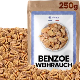 VIBRATIS Weihrauch Benzoe, natürlich, 250 g, Weihrauchkörner für die Reinigung des Hauses, bringt Glück für Geschäfte, ideal für Meditation und Entspannung