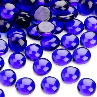 Vorentxia 200 Stück Glassteine Dunkelblau Glassteine Bunt 900g Glasnuggets Kristall Muggelsteine Flache Dekosteine Mosaiksteine für Aquarium Landschaftsbau Garten Blumentopf