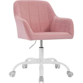 WOLTU Schreibtischstuhl drehbar, Schminktisch Stuhl, Bürostuhl ergonomisch, Samt, Rosa - Rosa