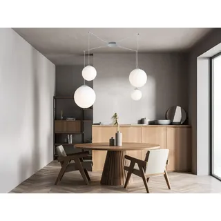 Mehrflammige LED Pendelleuchte 4 Glaskugeln Weiß satiniert - Abhängung variabel