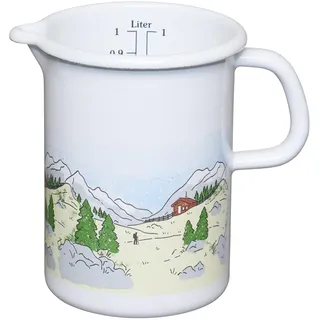 Riess, 0338-184, Küchenmaß Ø 10cm, Country, LANDLUST, Emaille, Vol. (rec.): 1,0 Liter, Made in Österreich, LBH: 16,3x11,5x14,9cm, 0,435kg, Deckel, Induktionskocher kompatibel, Gasherd geeignet
