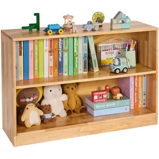 VEVOR Kinderregal Bücherregal (90 cm lang), Spielzeugschrank 2-stufig, Aufbewahrungsschrank für Spielzeug, Spielzeugregal für Schlafzimmer Kinderzimmer Wohnzimmer, Ausstellungsschrank Braun