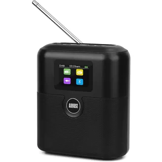 August MB330 Wiederaufladbares DAB+/FM Radio mit Bluetooth Lautsprecher - tragbarer Radiowecker mit Doppelalarm Sleeptimer Snooze LCD Farbdisplay EQ RDS 60 Presets Digitalradio mit Batterie AUX-In/Out