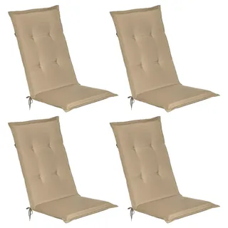 Beautissu 4er Set Gartenstuhlauflage Loft HL Natur, 120x50x6cm - Naturbelassen