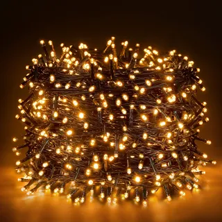 Ulinek 100M 1000LED Lichterkette Außen Innen Weihnachtsbaum Strombetrieben | Warmweiß LED Cluster Lichterkette mit 8 Modi wasserdicht für Weihnachten Baum Fenster Balkon Garten outdoor Party