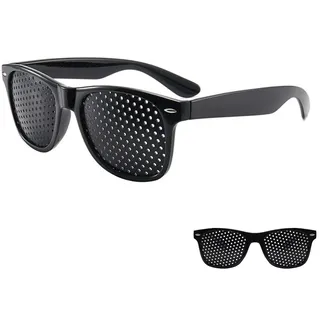 Ruayia 2 Stück Raster-Brille, Augentrainer Lochbrille für Augentraining, Pinhole Glasses für Augen-Gymnastik und Entspannung Gitterbrille mit faltbaren Bügeln für Augen-Training - Schwarz