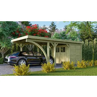 Karibu Einzelcarport Classic 2,74 x 5,88 m braun inkl. Einfahrtsbogen