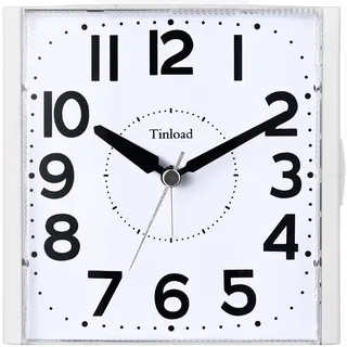 Tinload Analog Seniorenwecker mit Nachtlicht, 4.7 Zoll großes Zifferblatt, Tischuhr mit Schlummerfunktion, laut, ansteigendem 3-stufigem Glockenton, Batteriebetrieben