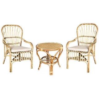 Wohnzimmer Manao Holz aus Bambus 2 Sessel Und 1 Kleiner Tisch Mit Kissen Gratis