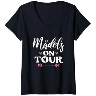 Damen Mädelsabend Girls Trip Mädels On Tour T-Shirt mit V-Ausschnitt, Schwarz, L