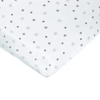poyetmotte Spannbetttuch, wasserdicht, 60 x 120 cm, grau Sterne