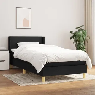 Möbel Boxspringbett mit Matratze Schwarz 80x200 cm Stoff - Klassische Betten 3130067 - Schwarz
