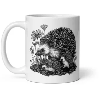 Tasse Natur Hirsch Wildschwein Fuchs Laie Markassin Wald Spaziergang Jagd Tiere Landschaft Tee Kaffee Original Tasse Geschenk Kollege Herren Damen Naturforscher Opa Oma (Hedgehr)