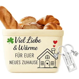 GROVBLE Einzugsgeschenke Haus, Einzugsgeschenke Wohnung - Einweihungsgeschenk Wohnung, Geschenk zum Einzug - Brotkorb Stoff, Brotkorb Modern