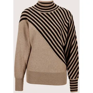 Madeleine Longpullover »Feinstrickpullover Feinstrickpullover mit Streifenmuster«, schwarz