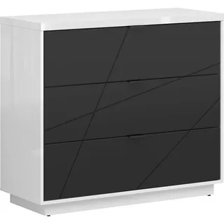 Kommode mit Schubladen Forn - Schubladenschrank - Sideboard - Eiche dunkel+Schwarz