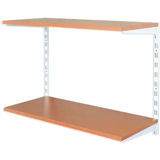 Biedrax Wandregal - Grundregal 40 x 80 x 50 cm, Farbe weiss - 2 Fachboden Kirsche