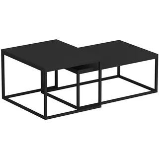 [en.casa] Satztisch Aabenraa im 2er Set Couchtisch Beistelltisch aus Spanplatte und Metall Schwarz, matt