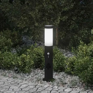 vidaXL Pollerleuchte mit Sensor und Steckdose 50 cm Edelstahl IP44 - Schwarz