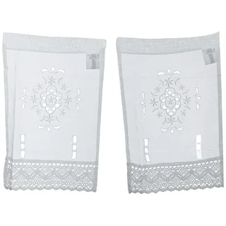 Home fashion Fensterbilder Leinenstruktur Ösen 30 x 30 cm Blau/Weiß 3