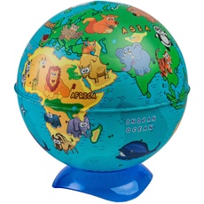 EXERZ 10CM Mini-Globus (Wildes Tier), mit eingebautem Bleistiftspitzer – Englische Karte