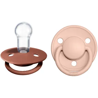 BIBS De Lux Schnuller 2er-Pack, BPA-frei, Kirschform Nippel. Silikon, Hergestellt in Dänemark. 0-36 Monate (2er Pack), Woodchuck/Blush