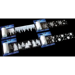 Bright Ideas Weihnachtsaufkleber, Dekoration für saisonale Fensterdekoration, für festliche Bastelarbeiten, 4 Designs in Weiß, je 7,5 cm x 2 m, Eiszapfen, Schneeflocke, Weihnachtsbaum und Stern