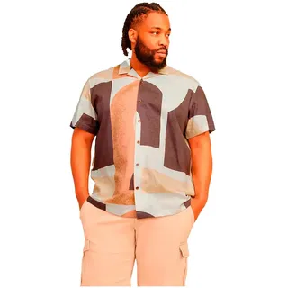 Jack & Jones Blacarnaby Print Resort Plus Size Kurzarmhemd - Tannin - 4XL