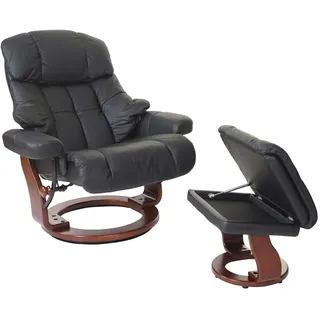 Robas Lund Relaxsessel Calgary Xxl Leder 97 x 110 x 180 cm Schwarz mit Hocker