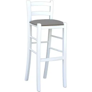 Hocker Holz Weiß Lackiert Mit Sitzend Kunstleder Turteltaube H 80 CM