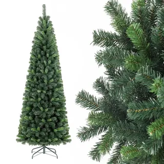salcar Künstlicher Weihnachtsbaum 180 cm, Tannenbaum Künstlich mit Handschuhen und Metallständer, Bleistift Christbaum PVC Grün