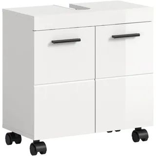 Möbel Boss Mid.you Waschbeckenunterschrank – weiß Hochglanz – Kunststoff , 1 Fächer – 60x58x30 cm , stehend , Badezimmer, Badmöbel, Waschbeckenunterschränke