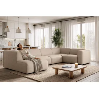 otto home Wohnlandschaft »Merid U-Form, B: 367 cm« Struktur Ottomane links grau/taupe