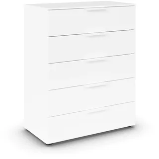 B0CWMHFPH7 Rauch Möbel Flipp, Kommode für Schlafzimmer, Kinderzimmer, Wohnzimmer, Jugendzimmer, Flur, Garderobe, 5 Schubladen, mit Softclose Funktion, Farbe Weiß, Breite 80 cm