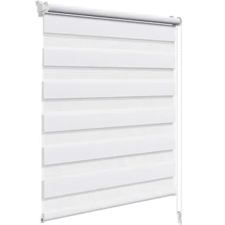 WOLTU Doppelrollo Klemmfix ohne Bohren 60x150 cm, Weiß | Duo Rollos für innen Fenster & Tür, Zebrarollo Lichtdurchlässig Fensterrollo Seitenzugrollo Verdunkelnd, Stoffbreite 57 cm