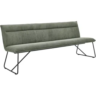 Johann Jakob Sitzbank , Waldgrün , Textil , 220x88x66 cm , erweiterbar, mit Rückenlehne , Esszimmer, Bänke, Sitzbänke, Polsterbänke