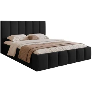 Selsey Polsterbett Sarafino Schwarz Samt 180x200 cm , Textil , 180x200 cm , Schlafzimmer, Betten, Polsterbetten