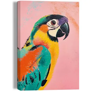 Leinwandbild REINDERS "Coloured Parrot", bunt (farbe bild(er): mehrfarbig), B:20cm H:30cm T:2,5cm, Bilder, Leinwandbild, Wohnzimmer - Papagei - Farbenfroh - Mehrfarbig - Leinwand - Tiere