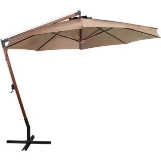 vidaXL Ampelschirm mit Mast Taupe 3,5x2,9 m Massivholz Tanne - Taupe