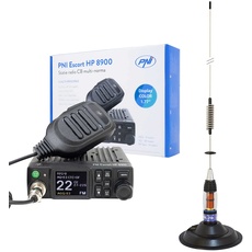 CB-Funkgerät PNI Escort HP 8900 ASQ, 12-24V + CB Antenne PNI ML70, 70 cm mit Magnetfuß 145 mm inklusive