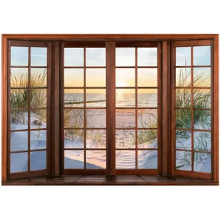 Wallarena Fototapete 3D Strand Meer Vliestapete Tapete 250x175 , Papier , Baum/Pflanze/Natur , Rechteckig , 250x175 cm , FSC 100% ,