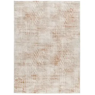 Atticgo Kurzflorteppich Beige / Kupfer Keops 154/230 cm , Beige, Rostfarben , Textil , Grafikmuster , Rechteckig , 154x230 cm , Oeko-Tex® Standard 100 , antistatisch, für Fußbodenheizung geeignet, pflegeleicht , Teppiche und Böden, Teppiche