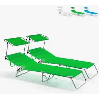 2er Set Strandliegen Liegestühle Sonnenliegen Klappbar aus Aluminium Cancun - Grün - Grün