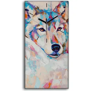 Wandkunst Leinwand Bild Uhr Geräuschlos 30x60 Malerei Tiere Wölfe Kunst - schwarze Hände - Weiß