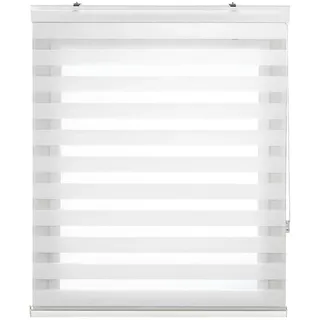 Estoralis | Sansa | Doppelrollo mit Weiss Kassette | Doppelter Stoff, Tag und Nacht | Farbe - Weiß | 125 x 255 cm. (Breite/Höhe) Stoffgröße 122 x 250 cm. | Rollos für Fenster und Türen