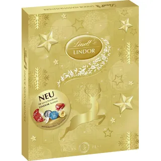 Lindt Schokolade LINDOR Adventskalender 2025 | 290g | 24 LINDOR Kugeln Weiße, dunkle und Milchschokolade mit zartschmelzender Füllung | Schokolade für die Weihnachtszeit | Schokoladen-Geschenk