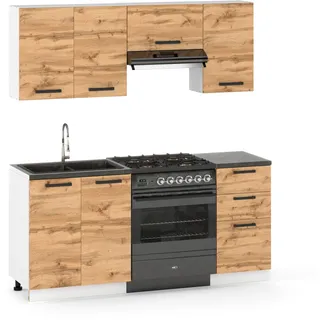 Küchenzeile Küchenblock moderne Küchenmöbel-Set Möbelsets B. 180cm Eiche Wotan