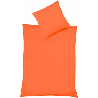 fleuresse Provence Bettwäsche aus Baumwolle und Leinen Orange 155 x 220 cm - Orange